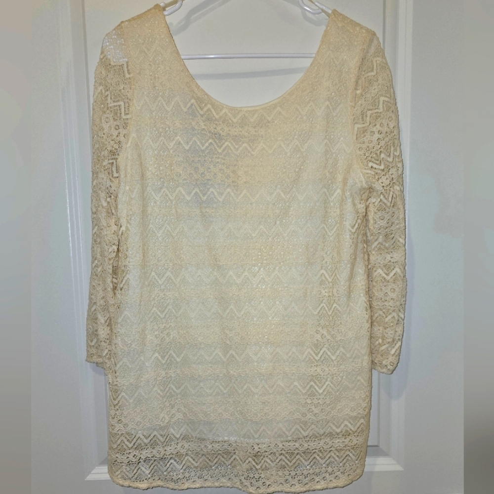 Lace Cream Blouse, Blue Rain Blouse, Bow top, Lace boho blouse with bow